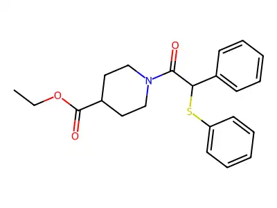 Ethyl 1-[phenyl(phenylsulfanyl)acetyl]piperidine-4-carboxylate structure