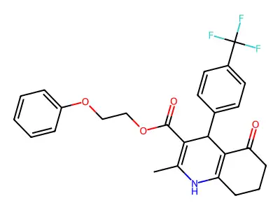 2-phenoxyethyl 2-methyl-5-oxo-4-[4-(trifluoromethyl)phenyl]-1,4,5,6,7,8-hexahydroquinoline-3-carboxylate structure