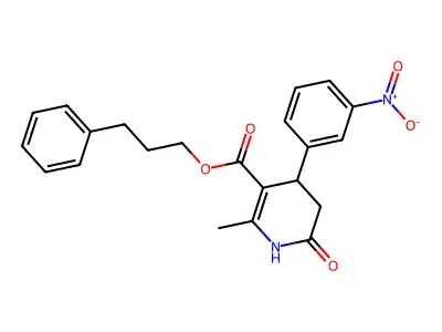 3-phenylpropyl 2-methyl-4-(3-nitrophenyl)-6-oxo-1,4,5,6-tetrahydropyridine-3-carboxylate structure