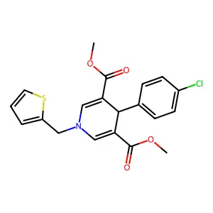 dimethyl 4-(4-chlorophenyl)-1-(thiophen-2-ylmethyl)-1,4-dihydropyridine-3,5-dicarboxylate structure