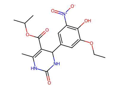 propan-2-yl 4-(3-ethoxy-4-hydroxy-5-nitrophenyl)-6-methyl-2-oxo-1,2,3,4-tetrahydropyrimidine-5-carboxylate structure