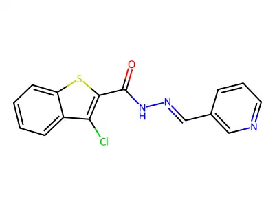 3-chloro-N-[(E)-pyridin-3-ylmethylideneamino]-1-benzothiophene-2-carboxamide structure