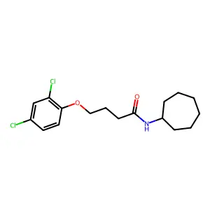 N-cycloheptyl-4-(2,4-dichlorophenoxy)butanamide structure