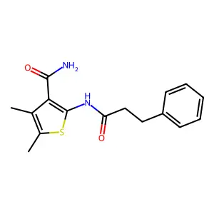 4,5-Dimethyl-2-(3-phenylpropanamido)thiophene-3-carboxamide structure