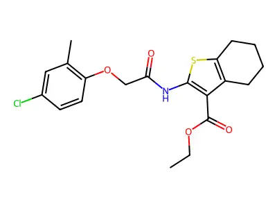 ethyl 2-{[(4-chloro-2-methylphenoxy)acetyl]amino}-4,5,6,7-tetrahydro-1-benzothiophene-3-carboxylate structure