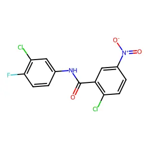 2-chloro-N-(3-chloro-4-fluorophenyl)-5-nitrobenzamide structure