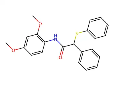N-(2,4-dimethoxyphenyl)-2-phenyl-2-phenylsulfanylacetamide structure