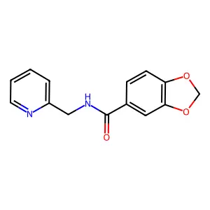 N-(2-pyridinylmethyl)-1,3-benzodioxole-5-carboxamide structure