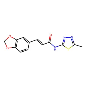 (E)-3-(1,3-benzodioxol-5-yl)-N-(5-methyl-1,3,4-thiadiazol-2-yl)prop-2-enamide structure