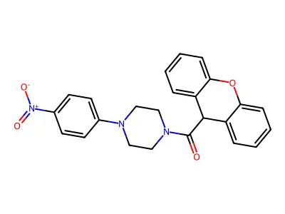 [4-(4-nitrophenyl)piperazin-1-yl]-(9H-xanthen-9-yl)methanone structure