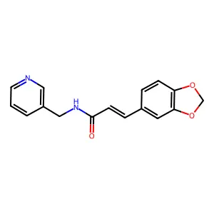 (E)-3-(1,3-benzodioxol-5-yl)-N-(pyridin-3-ylmethyl)prop-2-enamide structure