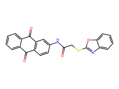 2-(1,3-benzoxazol-2-ylsulfanyl)-N-(9,10-dioxoanthracen-2-yl)acetamide structure