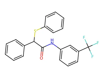 2-phenyl-2-(phenylsulfanyl)-N-[3-(trifluoromethyl)phenyl]acetamide structure