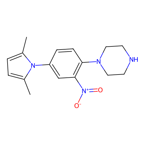 1-[4-(2,5-dimethyl-1H-pyrrol-1-yl)-2-nitrophenyl]piperazine structure