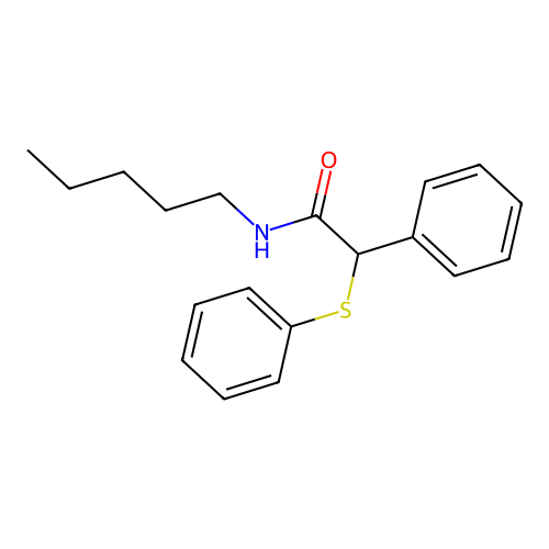 N-pentyl-2-phenyl-2-(phenylsulfanyl)acetamide structure
