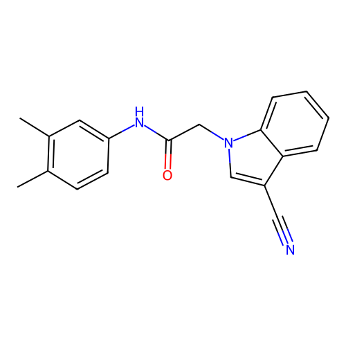 2-(3-cyano-1H-indol-1-yl)-N-(3,4-dimethylphenyl)acetamide structure