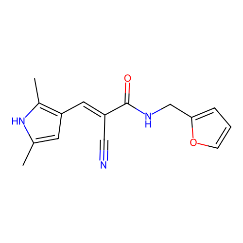 2-Cyano-3-(2,5-dimethyl-1H-pyrrol-3-yl)-N-furan-2-ylmethyl-acrylamide structure