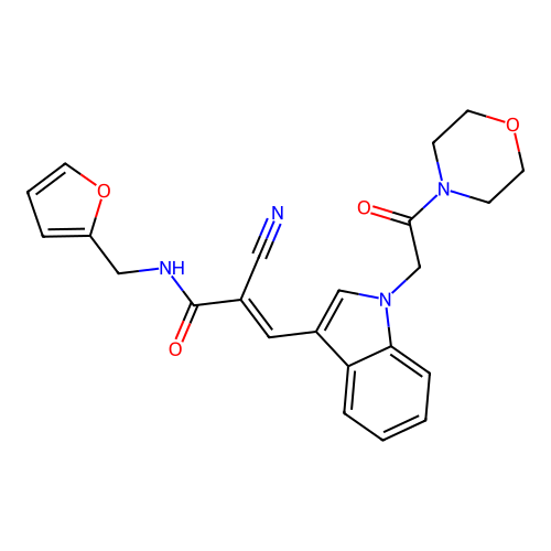 (E)-2-cyano-N-(furan-2-ylmethyl)-3-(1-(2-morpholino-2-oxoethyl)-1H-indol-3-yl)acrylamide structure