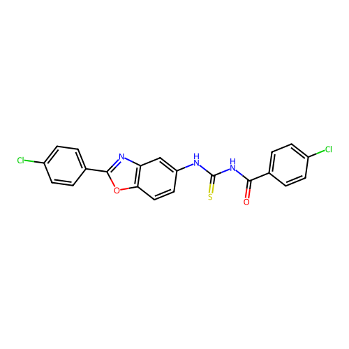 4-chloro-N-{[2-(4-chlorophenyl)-1,3-benzoxazol-5-yl]carbamothioyl}benzamide structure