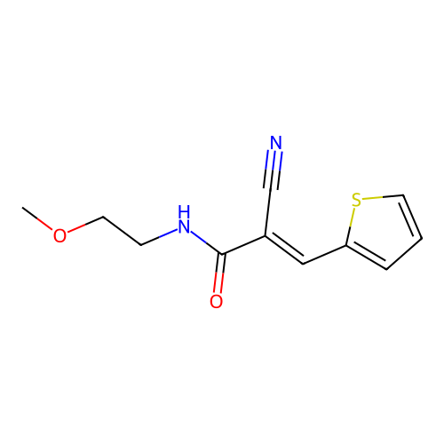 (Z)-2-Cyano-N-(2-methoxy-ethyl)-3-thiophen-2-yl-acrylamide structure