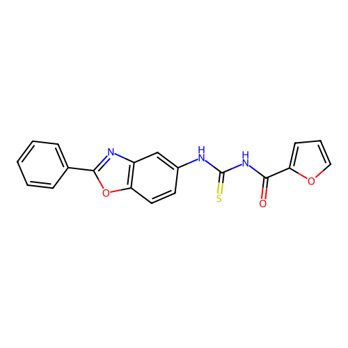N-[(2-phenyl-1,3-benzoxazol-5-yl)carbamothioyl]furan-2-carboxamide structure