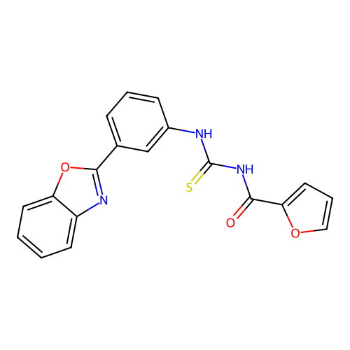 N-[[3-(1,3-benzoxazol-2-yl)phenyl]carbamothioyl]furan-2-carboxamide structure