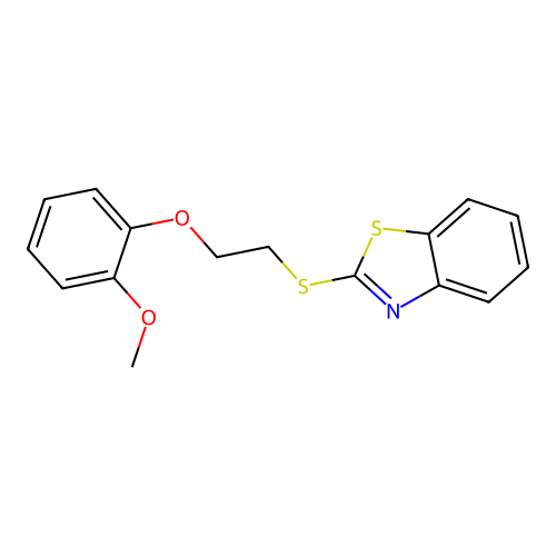 2-{[2-(2-Methoxyphenoxy)ethyl]sulfanyl}-1,3-benzothiazole structure