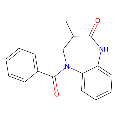 5-benzoyl-3-methyl-1,3,4,5-tetrahydro-2H-1,5-benzodiazepin-2-one structure