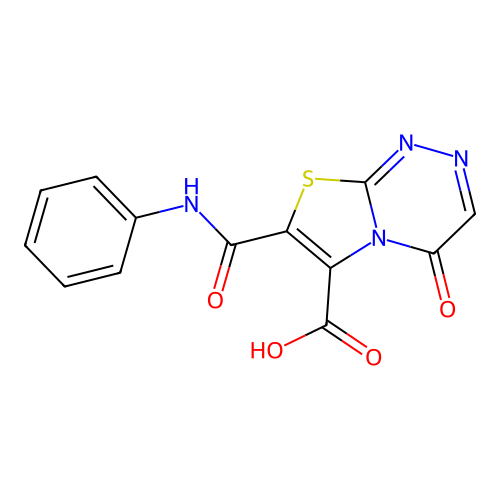 4-Oxo-7-(phenylcarbamoyl)-[1,3]thiazolo[2,3-c][1,2,4]triazine-6-carboxylic acid structure