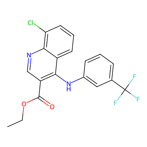 Ethyl 8-chloro-4-{[3-(trifluoromethyl)phenyl]amino}quinoline-3-carboxylate structure