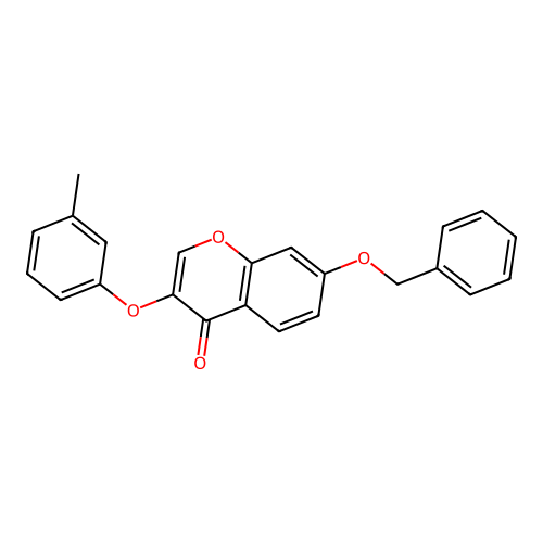 7-(benzyloxy)-3-(3-methylphenoxy)-4H-chromen-4-one structure