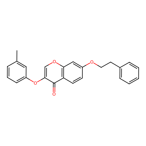 3-(3-methylphenoxy)-7-(2-phenylethoxy)-4H-chromen-4-one structure