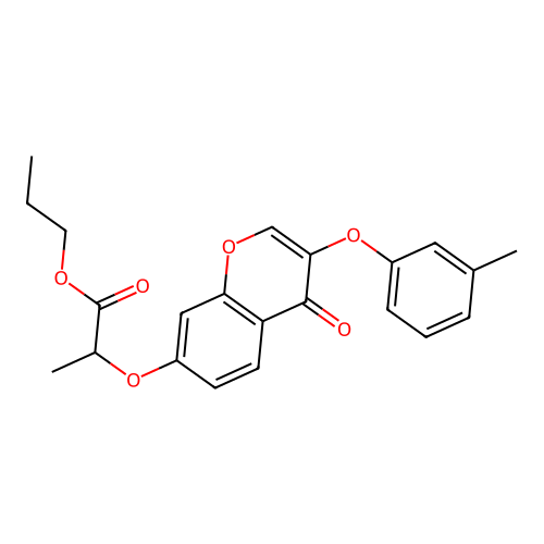 propyl 2-{[3-(3-methylphenoxy)-4-oxo-4H-chromen-7-yl]oxy}propanoate structure