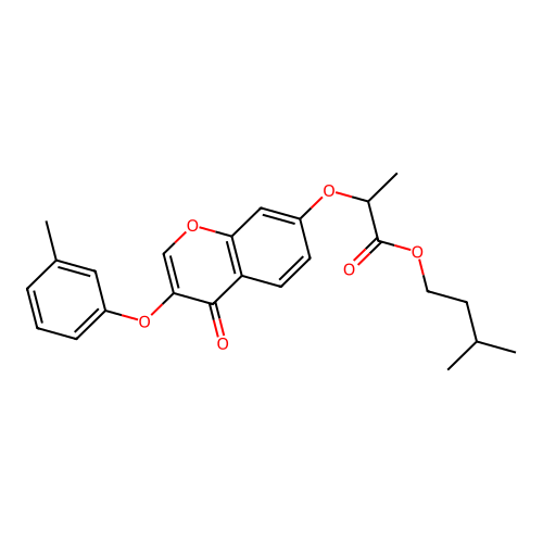 3-methylbutyl 2-{[3-(3-methylphenoxy)-4-oxo-4H-chromen-7-yl]oxy}propanoate structure