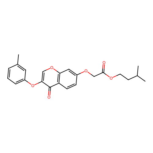 3-Methylbutyl 2-[3-(3-methylphenoxy)-4-oxochromen-7-yloxy]acetate structure