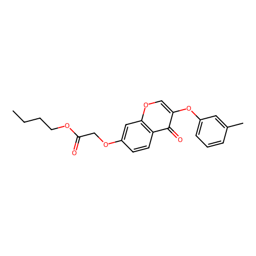 Butyl 2-[3-(3-methylphenoxy)-4-oxochromen-7-yloxy]acetate structure