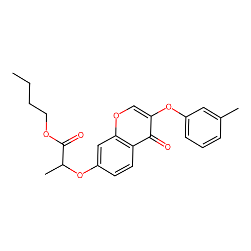 butyl 2-{[3-(3-methylphenoxy)-4-oxo-4H-chromen-7-yl]oxy}propanoate structure