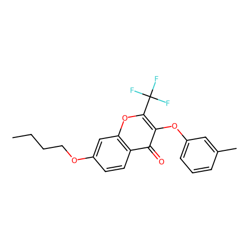 7-Butoxy-3-(3-methylphenoxy)-2-(trifluoromethyl)chromen-4-one structure