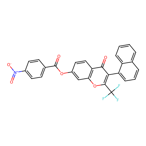 3-(naphthalen-1-yl)-4-oxo-2-(trifluoromethyl)-4H-chromen-7-yl 4-nitrobenzoate structure