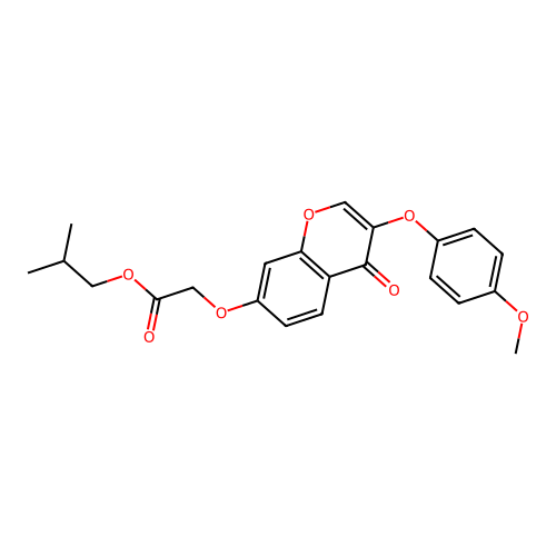 2-Methylpropyl 2-[3-(4-methoxyphenoxy)-4-oxochromen-7-yloxy]acetate structure