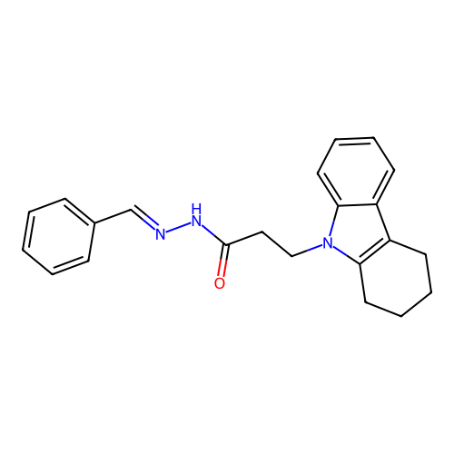 (E)-N'-benzylidene-3-(3,4-dihydro-1H-carbazol-9(2H)-yl)propanehydrazide structure