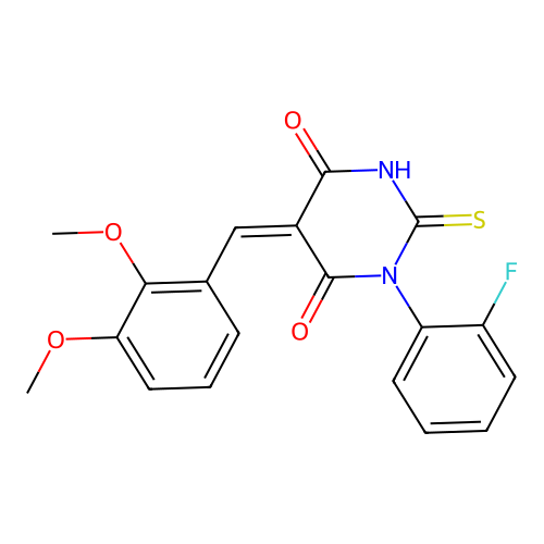 (5Z)-5-(2,3-dimethoxybenzylidene)-1-(2-fluorophenyl)-2-sulfanylpyrimidine-4,6(1H,5H)-dione structure