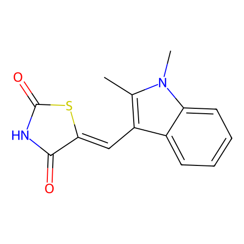 (Z)-5-((1,2-dimethyl-1H-indol-3-yl)methylene)thiazolidine-2,4-dione structure