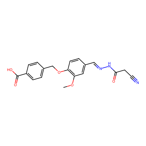 4-((4-((2-(2-Cyanoacetyl)hydrazono)methyl)-2-methoxyphenoxy)methyl)benzoic acid structure