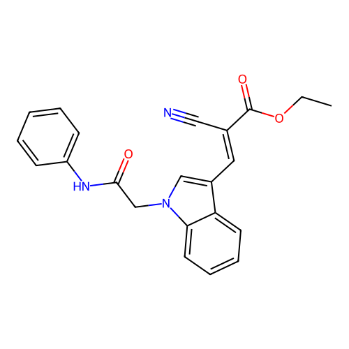 ethyl (2E)-2-cyano-3-{1-[2-oxo-2-(phenylamino)ethyl]-1H-indol-3-yl}prop-2-enoate structure