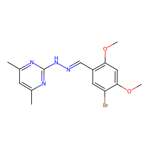 2-[(2E)-2-(5-bromo-2,4-dimethoxybenzylidene)hydrazinyl]-4,6-dimethylpyrimidine structure