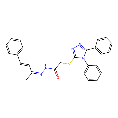 2-[(4,5-diphenyl-1,2,4-triazol-3-yl)sulfanyl]-N-(4-phenylbut-3-en-2-ylideneamino)acetamide structure