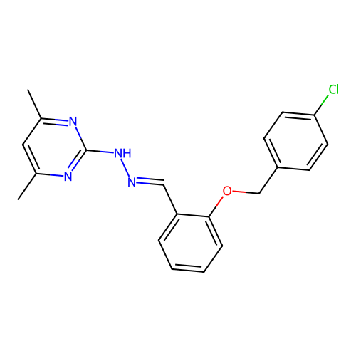 2-[(2E)-2-{2-[(4-chlorobenzyl)oxy]benzylidene}hydrazinyl]-4,6-dimethylpyrimidine structure