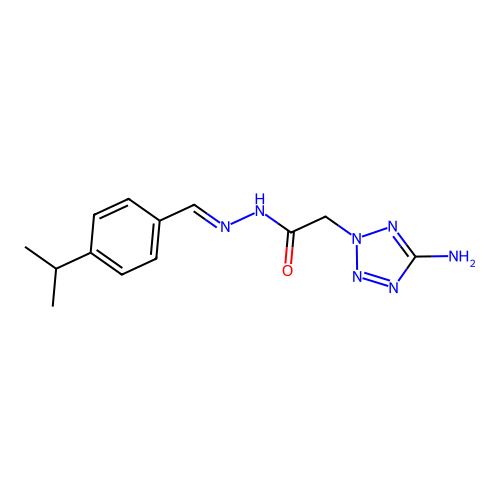 (E)-2-(5-amino-2H-tetrazol-2-yl)-N'-(4-isopropylbenzylidene)acetohydrazide structure