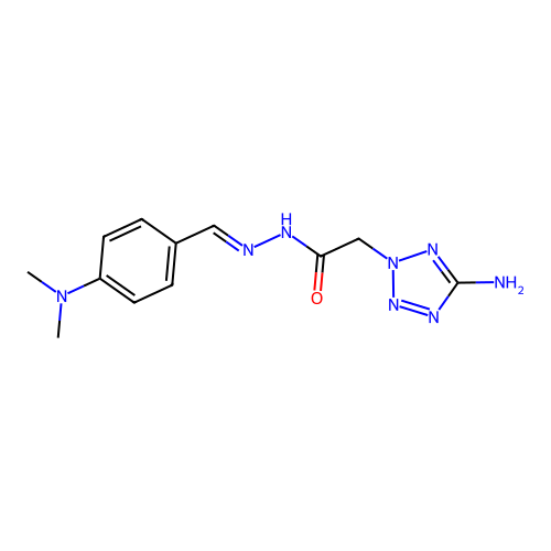 (E)-2-(5-amino-2H-tetrazol-2-yl)-N'-(4-(dimethylamino)benzylidene)acetohydrazide structure